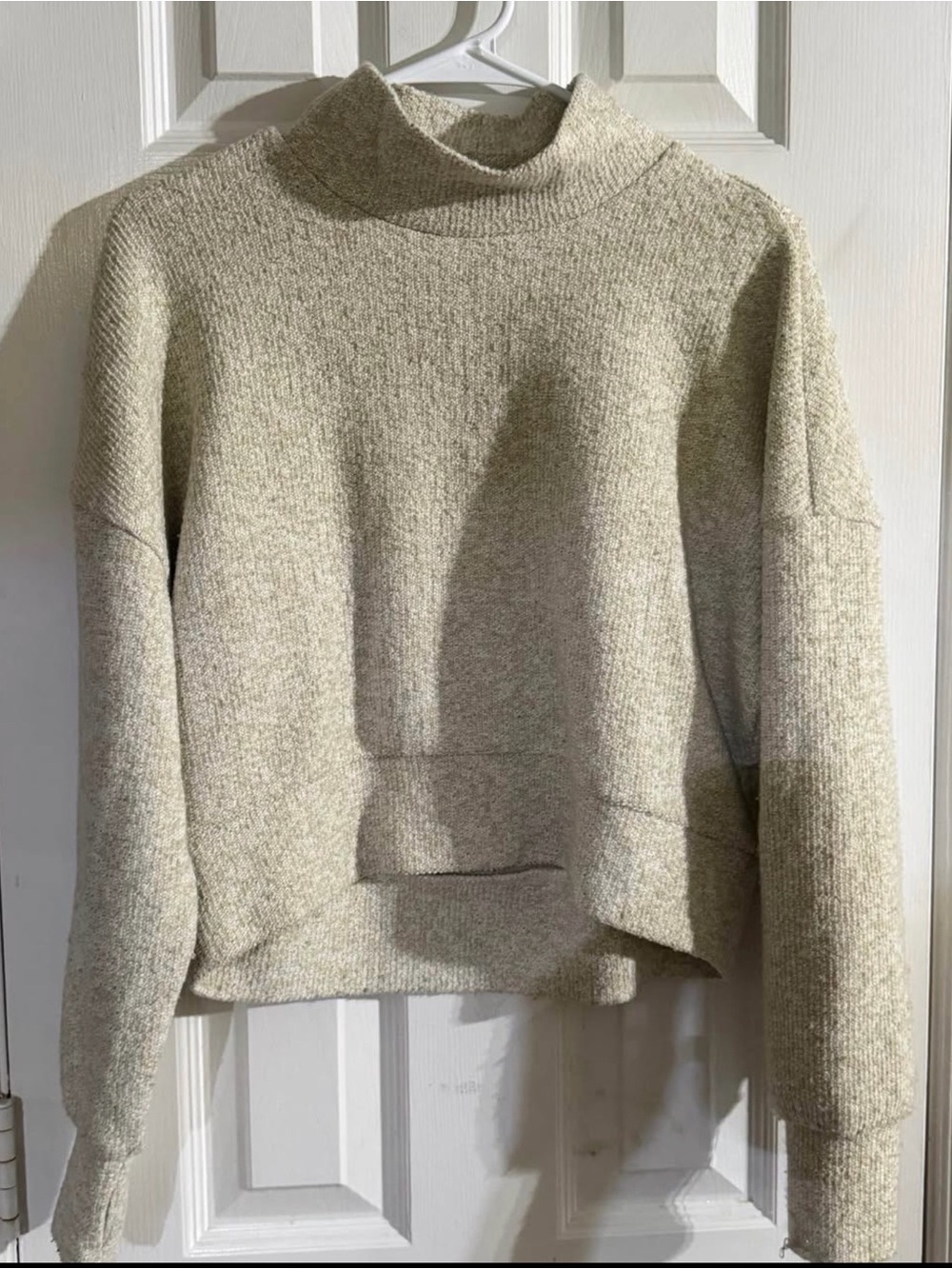 OFFLINE by Aerie Knit Mock Neck Cropped Sweater Oatmeal Heather XS